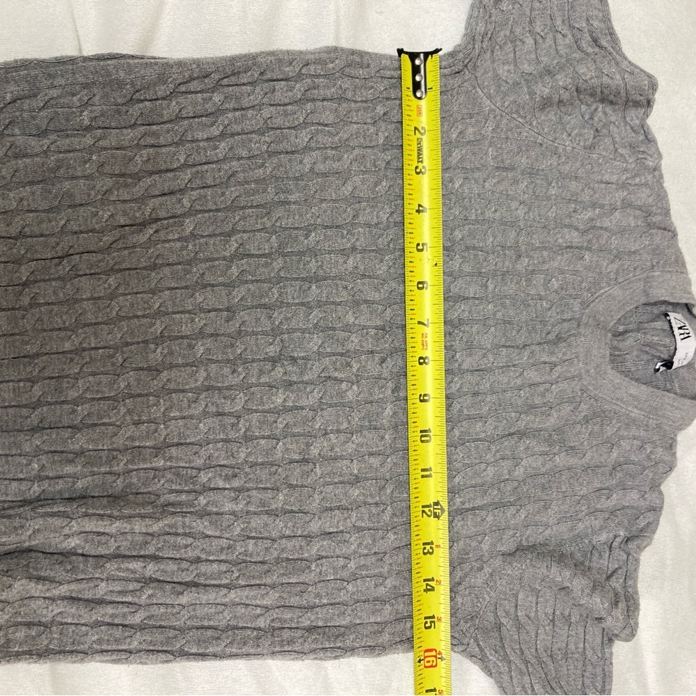 Zara Sweater Cable Knit Round Neck Gray Size M - Picture 10 of 15